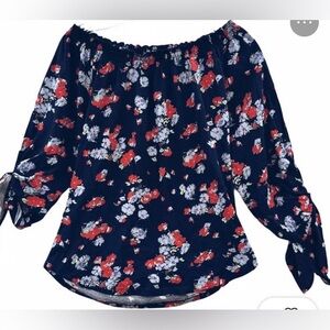 Ralph Lauren floral top with wide smocked neckline